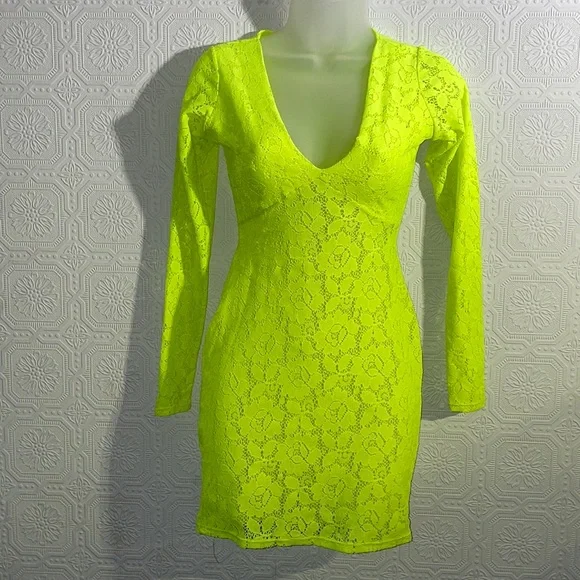 green emerald velvet dress Neon Strap Dress with See Through Detail On The Side M / Neon Green main image 0